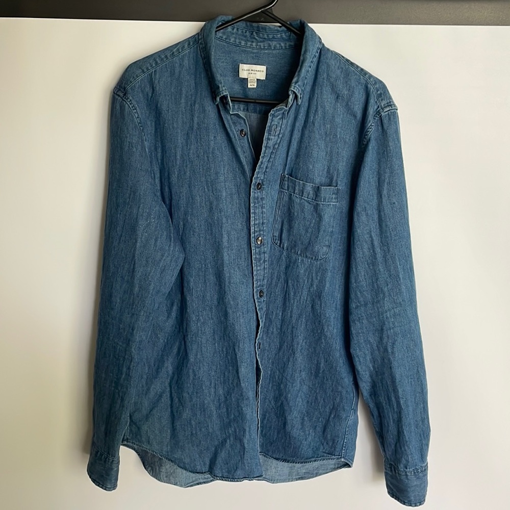 Club Monaco Slim Denim Button Down Shirt